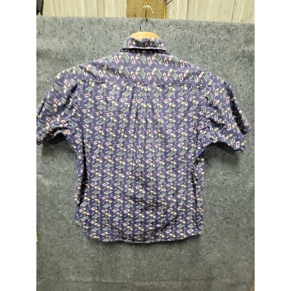 Club Room Blue Nautical Them Short Sleeve Shirt Size‎ L 100% Cotton - Picture 5 of 9